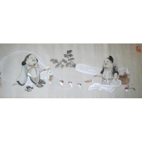 Honshi, "Daikoku en Ebisu" op zijde, 2 van de 7 lucky Gods.