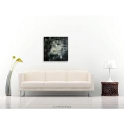Groot zwart en wit zelfgemaakt abstract schilderij op canvas