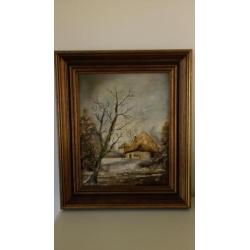 Schilderij Theo van Veghel winterlandschap schilderijtje