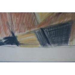 Abstracte tekening in plexiglas lijst 100 x 80 cm