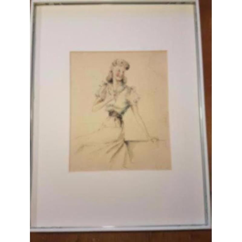 aquarel Jonge slanke vrouw Dik Porsius.