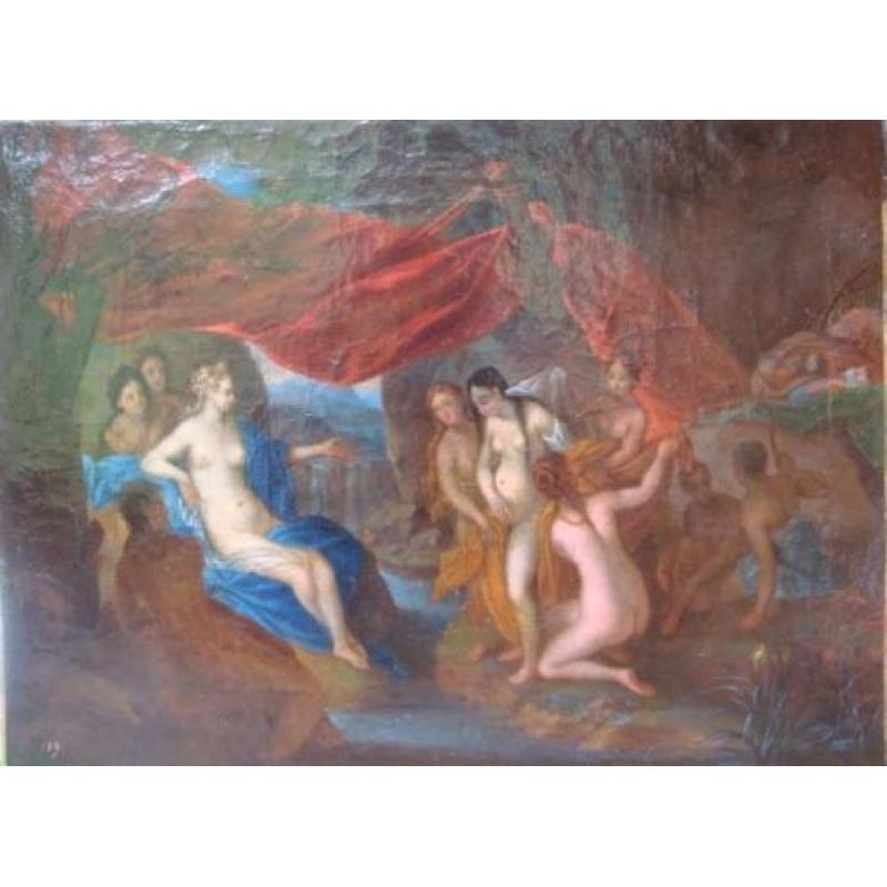 17e Cornelis Van Poelenburgh: Diana & nimfen - olie op doek