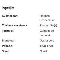 Gesigneerde kunst werk van Herman SCHOEMAKER