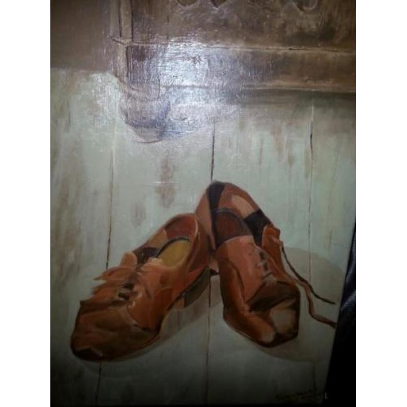 Olie schilderij "schoenen" uit 1995
