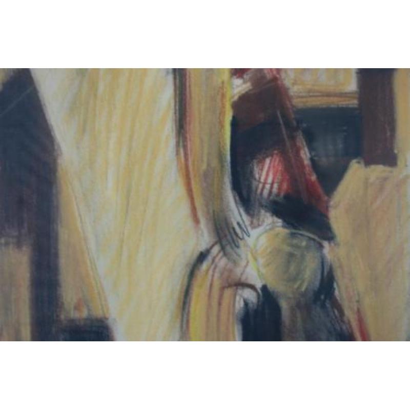 Abstracte tekening in plexiglas lijst 100 x 80 cm