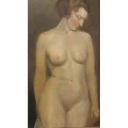 1920: ingetogen staand naakt "levensechte" huid-impressie!
