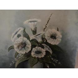 Stilleven van bloemen op linnen,