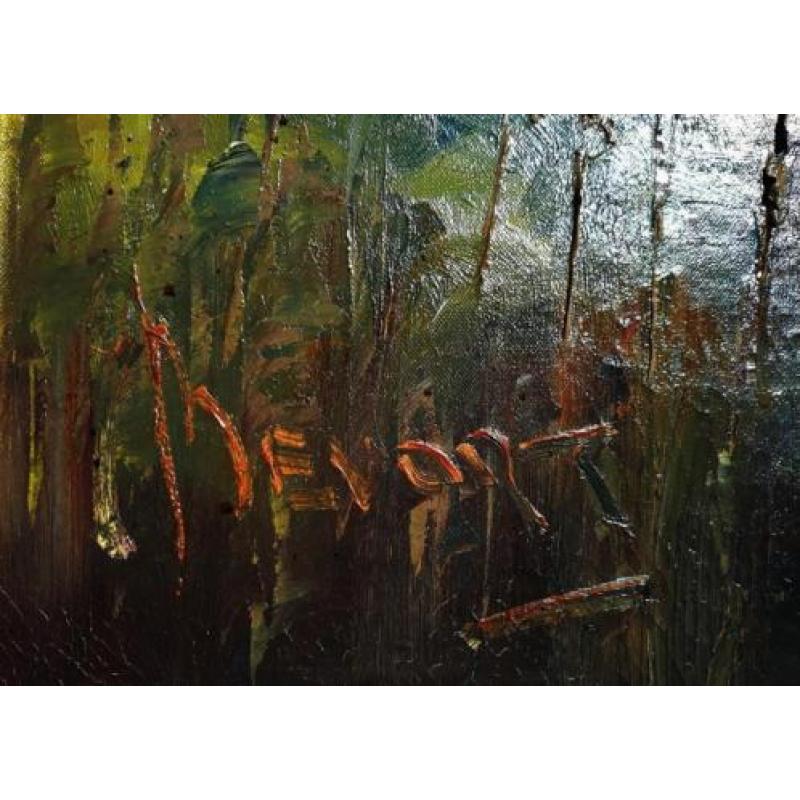 John Bevort - Landschap, olieverf op doek (ingelijst, groot)