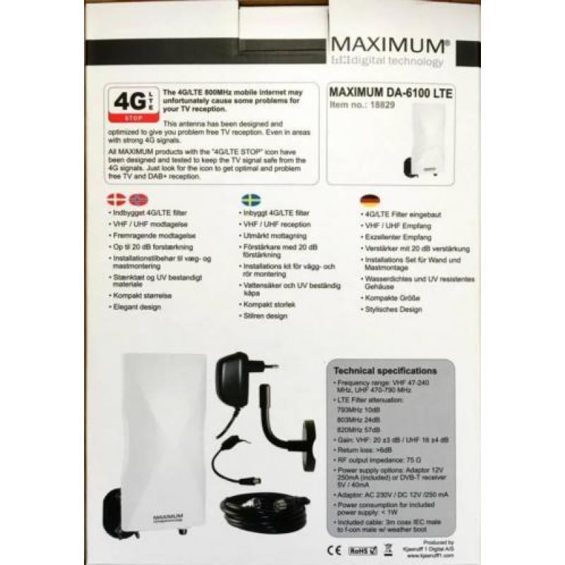 Maximum DA 6100 DVB-T(2)/DAB+ antenne set 20dB