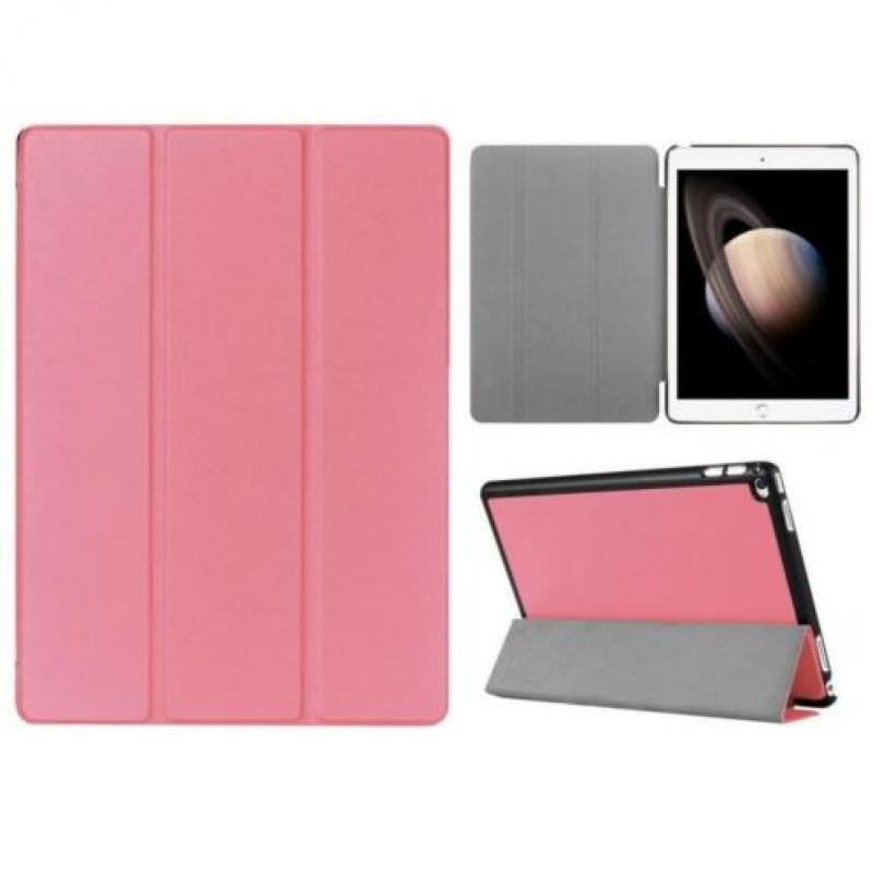 iPad Pro 12.9 PU leather 3-Fold Flip case, cover, hoes Roze