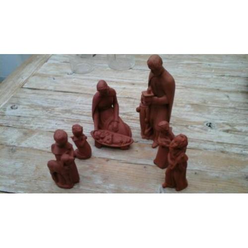 Terracotta kerstgroep/kerststal