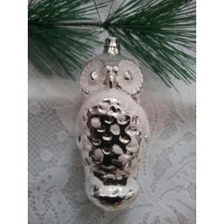 Oude kerstbal kerst figuur vogel uil kerstversiering zilver