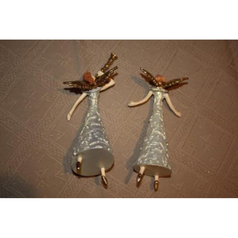 2 luxe kerst decoratie engelen 15 cm. hoog. Nieuw.