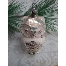 Oude kerstbal kerst figuur vogel uil kerstversiering zilver