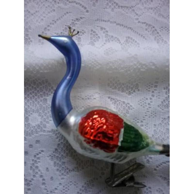 Oude kerstbal vogel pauw kerstversiering antiek kerst bal