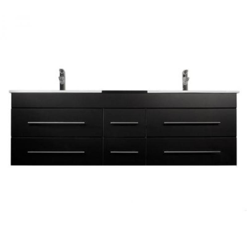 Luxe badmeubel badkamermeubel wastafel Phoenix 150 cm zwart