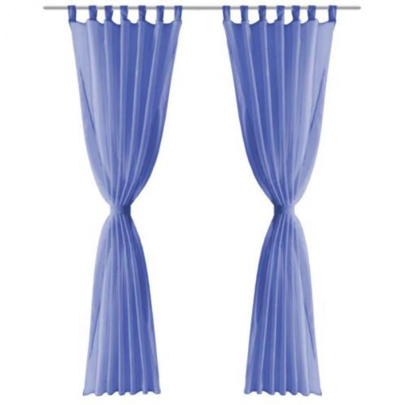 vidaXL Gordijnen voile 140x175 cm koningsblauw