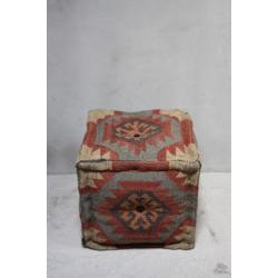 Landelijke Kelim Poef Puur Vintage Voetenbank Bohemian Poef