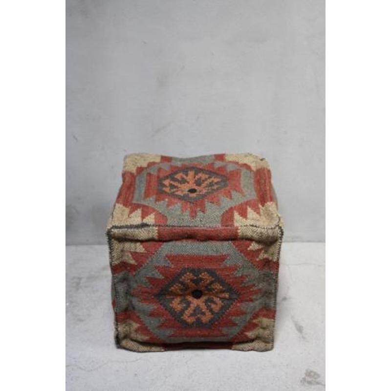 Landelijke Kelim Poef Puur Vintage Voetenbank Bohemian Poef