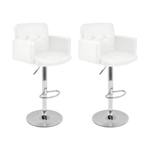 vidaXL Barkrukken design kunstleer wit 2 st