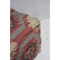 Landelijke Kelim Poef Puur Vintage Voetenbank Bohemian Poef