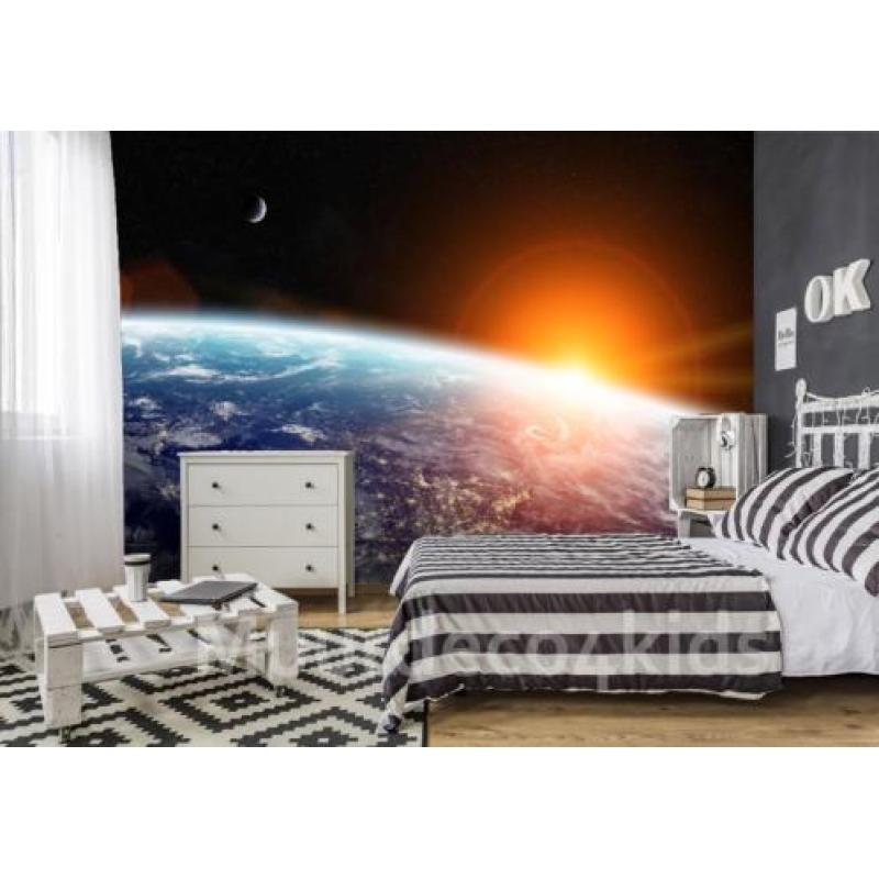 Aarde Zon Maan fotobehang, Aarde behang *Muurdeco4kids