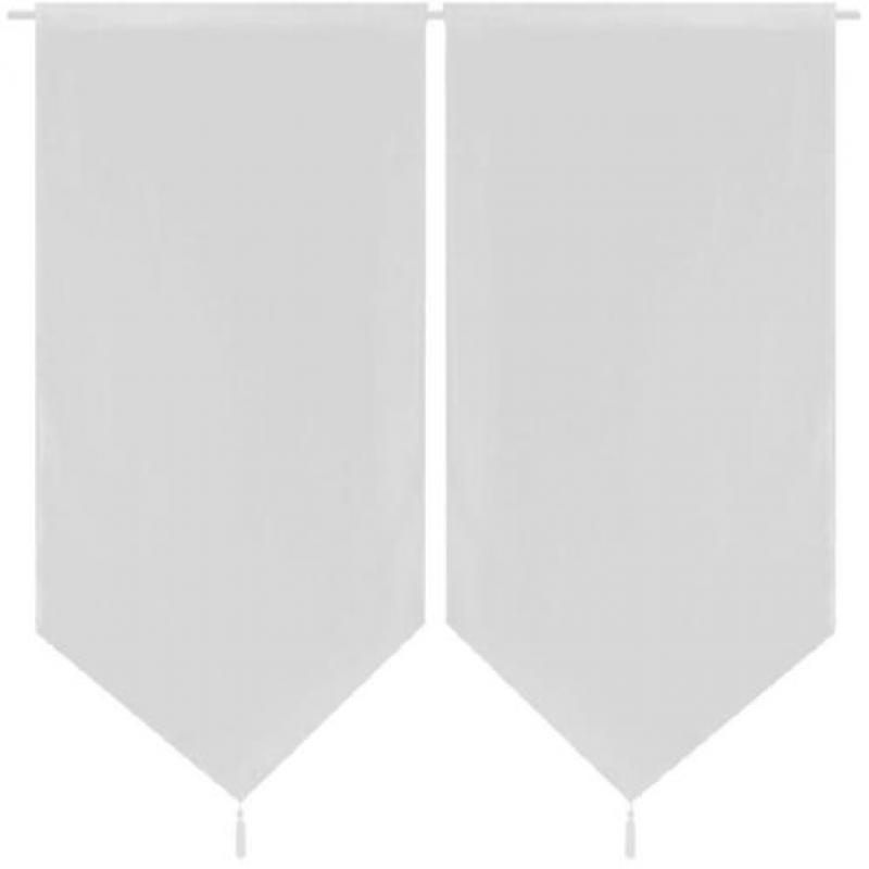 vidaXL 2 Keukenvitrages linnenachtig 60 x 160 cm wit