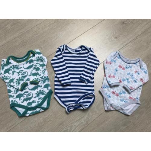 Rompers lange mouw met print - 3 stuks - mt 50/56
