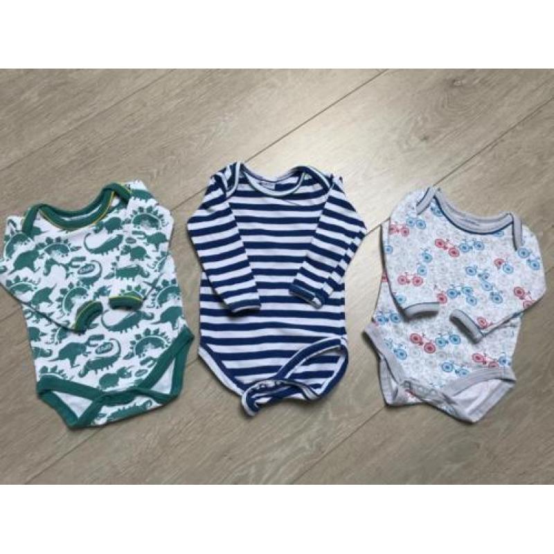Rompers lange mouw met print - 3 stuks - mt 50/56
