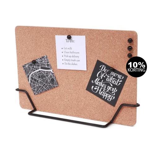 SENZA Prikbord Van Kurk - Metalen Standaard - Inclusief 6 Punaises - 30 x 20 CM