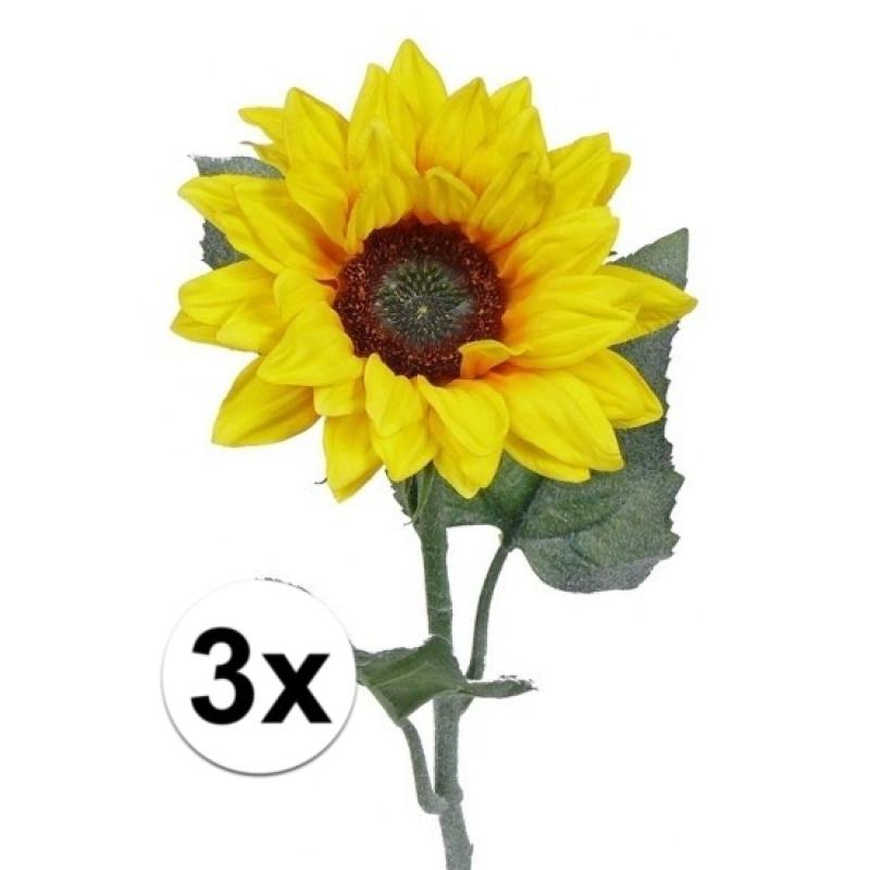Grote kunst zonnebloem 81 cm 3 stuks