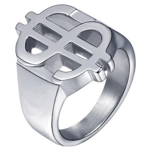 Edelstaal heren ring US Dollar Zilverkleurig-19mm