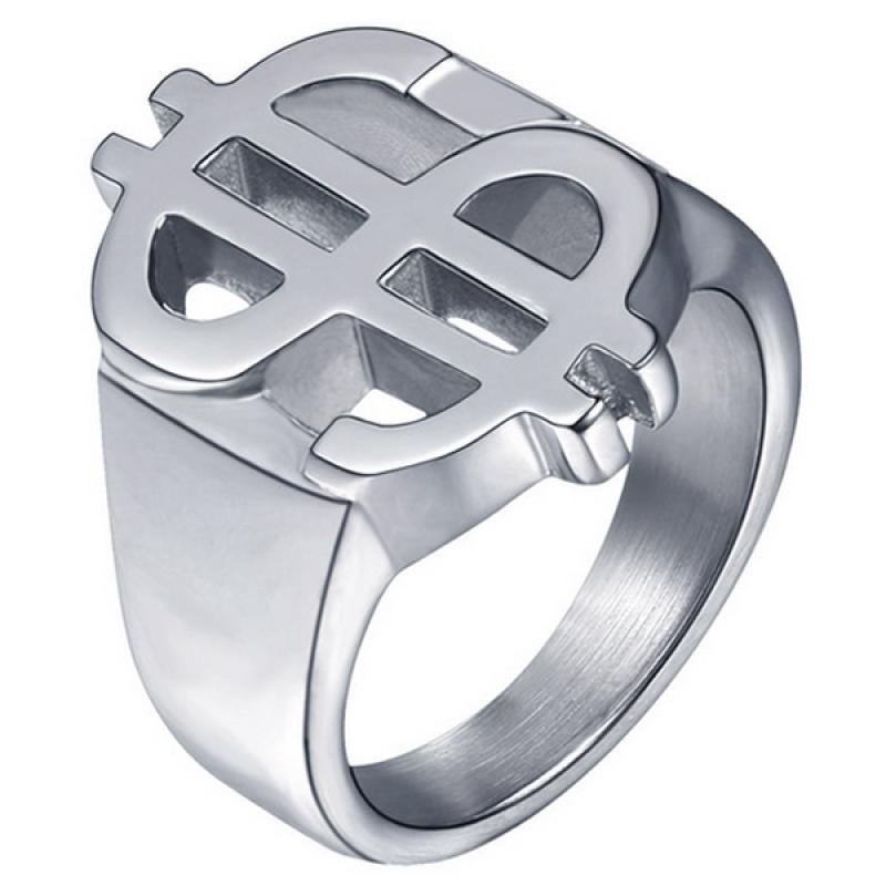 Edelstaal heren ring US Dollar Zilverkleurig-19mm