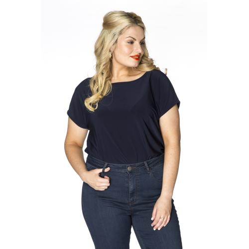 Basic T-shirt kapmouwen wijd VISCOSE 46/48 blue
